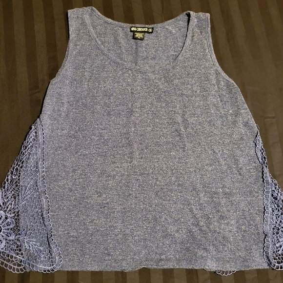 Miss Chievous Heather Blue Lace-side Tank Top - Picture 2 of 2